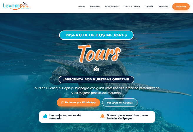 Portada del sitio web de Leverotrans