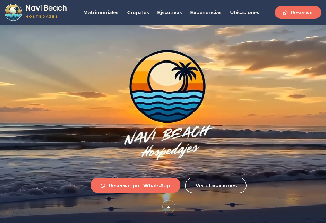 Portada del sitio web de Navi Beach